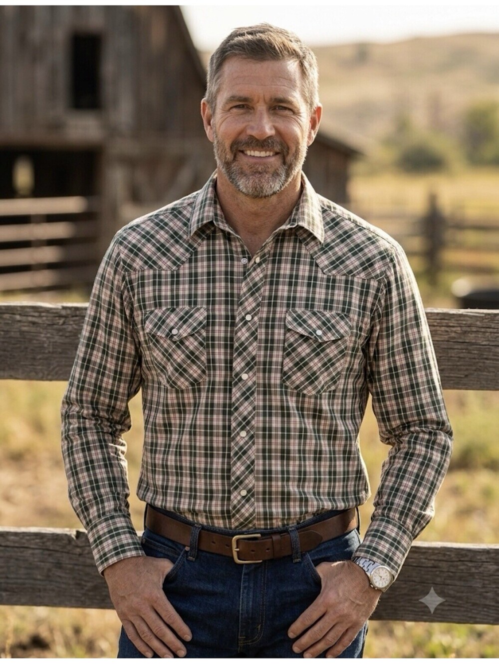 Wrangler Men's Vintage Plaid Western Snap Button Long Sleeve Shirt Large Tall